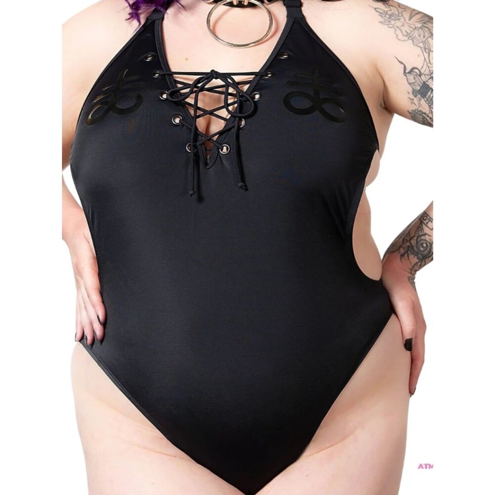 NWT Killstar Doro Monokini One-Piece Black Swimsuit Plus Size 3X - Picture 2 of 16